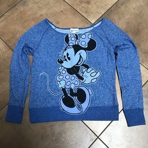 Disney Parks Minnie Mouse blue off the shoulder sweatshirt sz S